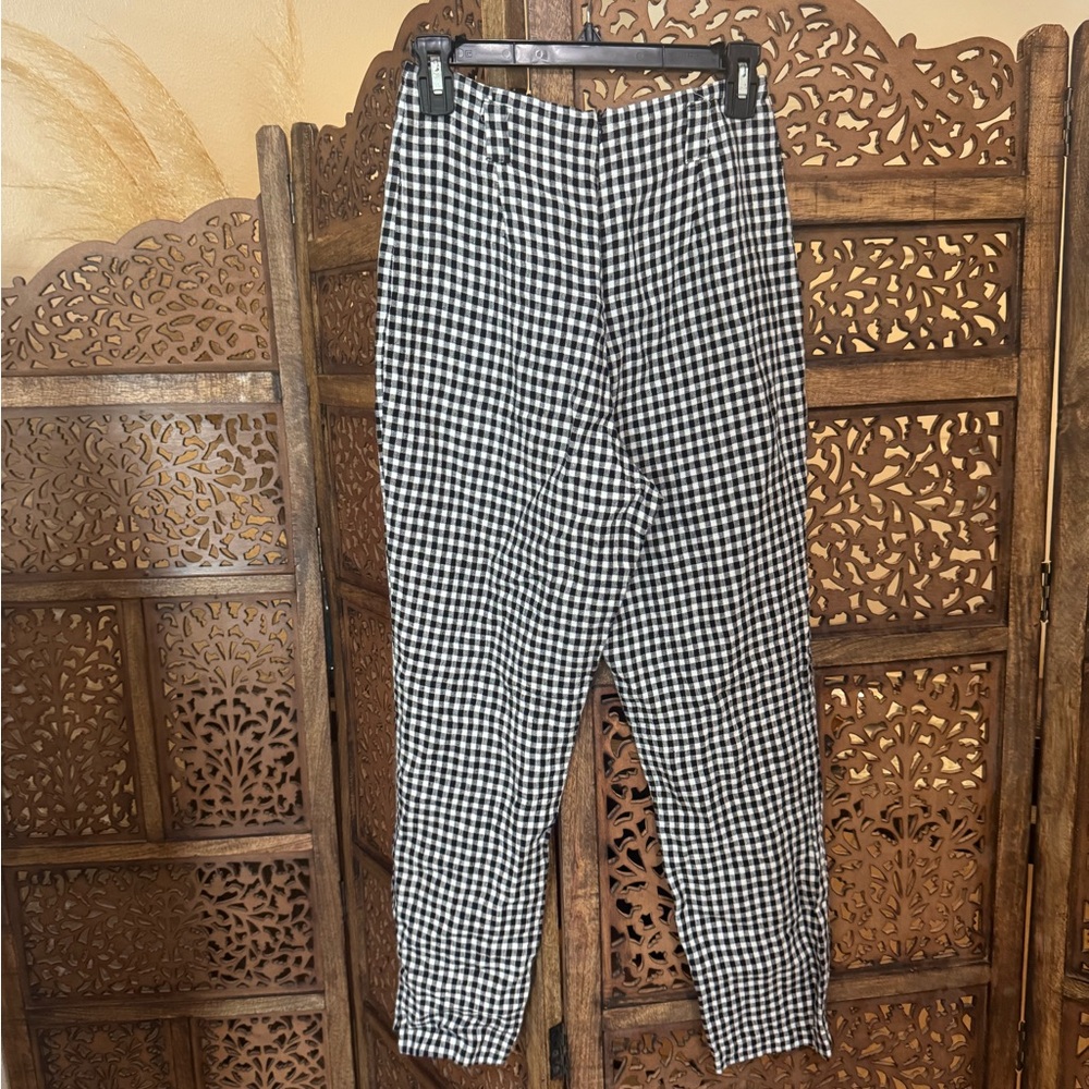 Reformation Black and White Gingham High-Rise Ankle Pants - Picture 4 of 4